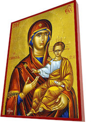 Holy Mary Soumela – Classic Byzantine Icon in Terracotta Red 19cm
