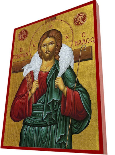Ιησούς Χριστός Ο Καλός Ποιμένας – Κλασική Βυζαντινή Εικόνα Κεραμιδί Ρίγα 28cm