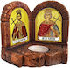 Icoane Sfinții Constantin și Elena – Diptic Ceramică Candelabru Resso 13cm