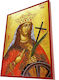 Saint Catherine – Classic Byzantine Icon in Terracotta Red with 19cm Riza