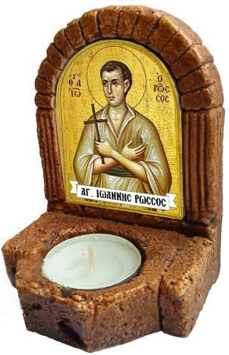 Saint John Russian Icon – Ceramic Icon Stand Candle Holder Reso 11cm