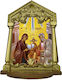 Holy Family Handmade Gilded Ceramic Icon Stand Wooden Base 42cm
