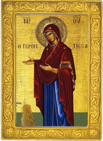 Heilige Maria Gerońtissa – Heiligenikonen Mit Goldverzierung Kirchliche Rahmen 24cm