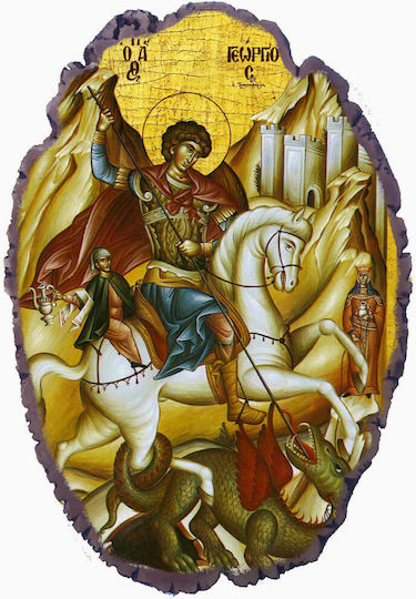St. George Stone Icon for Base and Wall 21cm