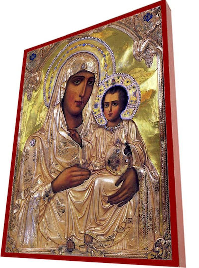 Holy Mary Jerusalemite – Classic Byzantine Icon in Terracotta Color 19cm Width