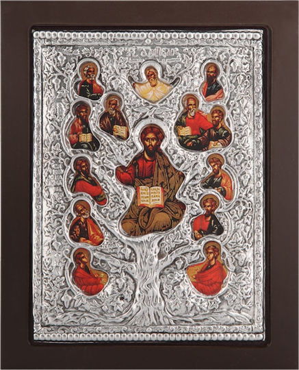 Saint Icon True Vine Black Wood Silver Leaf 925 Code 105 23x28cm