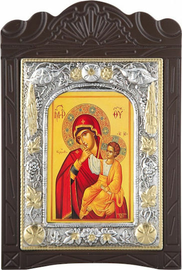Wood Carved Holy Mary The Paramythia Silver Leaf Coating 925 Local Gilding Code 204 19x29