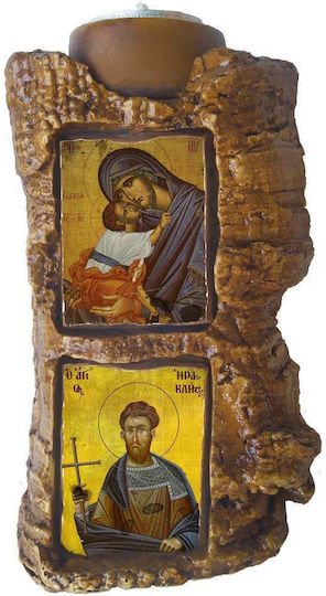 Heilige Maria Elousa & Heiliger Herakles Dipticho Keramik Keropegio Reso 17cm