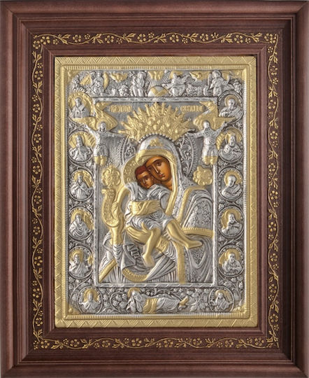 Saint Icons "Axion Esti" Silver Covering 925 Local Gold Plating Code 1001 26x32