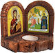 Saint Icons of Panagia Odigitria and Saint Irini Chrysovalantou – Diptych Ceramic Candle Holder Reso 13cm