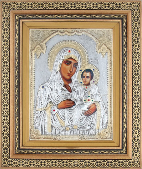 Heiligenikone "Heilige Maria Jerusalem" Silberblatt 925 Lokales Vergolden Code 801 32x38