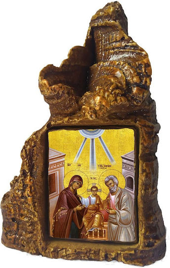 Heiligenikone der Heiligen Familie – Tischstein in Herzform 14cm