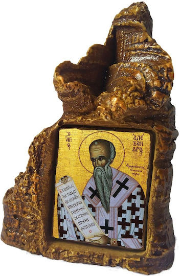 Saint Alexander Icon – Tabletop Stone Heart Shape 14cm