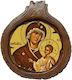 Holy Mary Portaïtissa Icon – Wall or Table Ceramic Wooden Frame Diameter 20cm