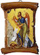 Heiligenikone Johannes der Täufer Keramik Papyros Wand 13cm