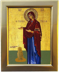 Holy Mary Elderly Woman Gold-Plated Wooden Icon 29cm
