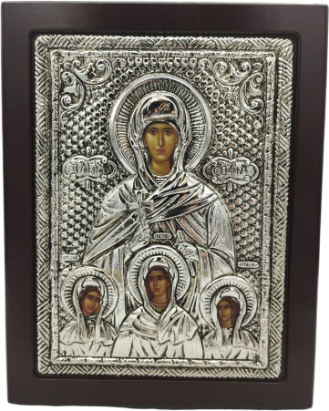Hagia Sophia Icon 24x19 Made of Noble Metals Silver Plated 925 Does Not Lose Shine