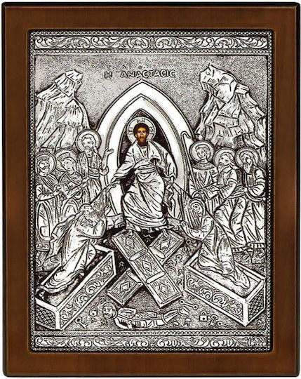 Icon The Resurrection Silver 925° 23 X 17 Cm
