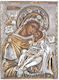 Heilige Maria Glykofilousa Silberne Heiligenikone Mit Gold 18x14cm
