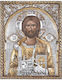 Jesus Christus Silberne Heiligenikone Vergoldet 28x22cm