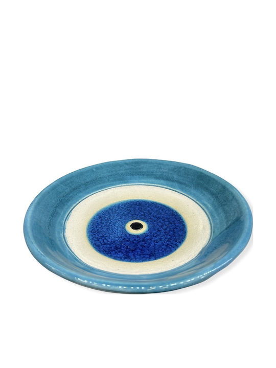 Platou Decorativ Ceramică Ochi Verde Alb 13 cm