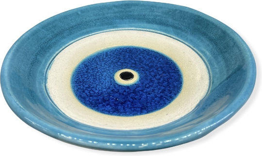 Platou Decorativ Ceramica Ochi Verde Alb 20 cm