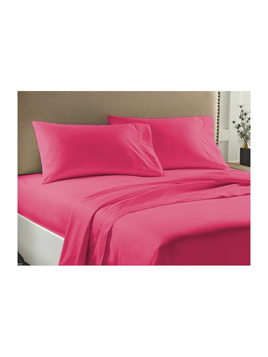 Set Double Bed Sheets Solid Fuchsia Rubber Hugger Economy Carnation 185x200+23