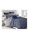 Giant Bed Sheets Set Rubber Hugger Navy Blue Pattern 100% Cotton Clove 180x200+30
