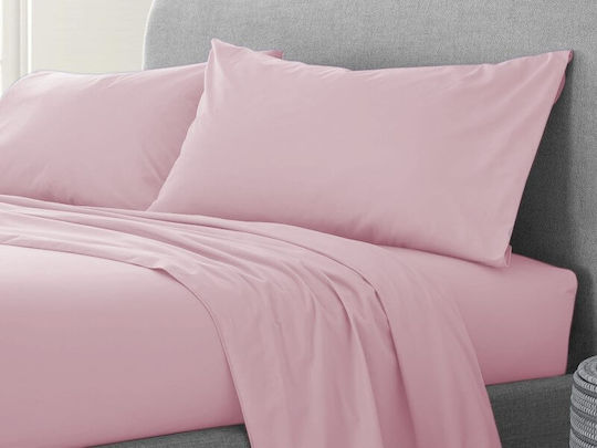 Single Fitted Bed Sheet Pink 100% Cotton Reactive Carnation 100x200+30cm