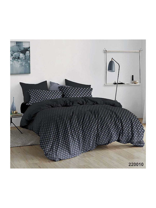 Set Single Duvet Cover Black-Teal 160 x 240 No 220010