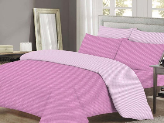 Set Duvet Cover Double Violet Polka Dot-Striped Carnation 220x240