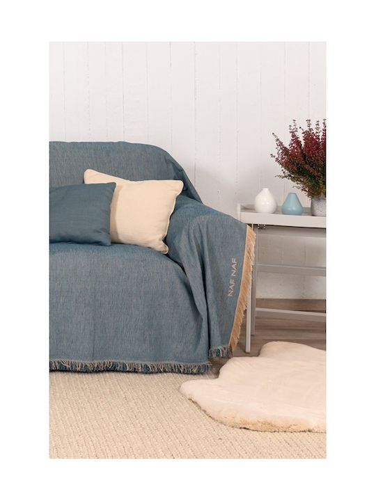 Naf Naf Highline Three-Seater Sofa Throw Chenille 180x300cm Blue