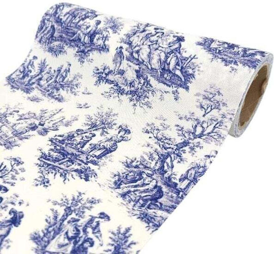 Υφασμα Runner Αποικιακο Toile De Jouy 24cmx5m Μπλε