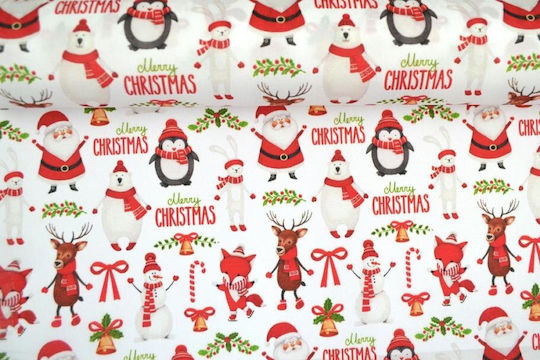 Ύφασμα Πολυεστέρικο Βαμβάκι Christmas Feast Λευκό 5 M Λευκό