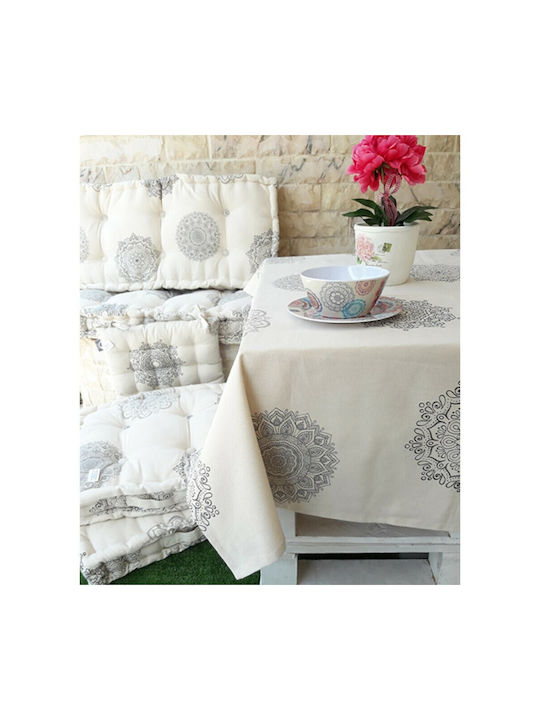 Μαξιλάρι Δαπέδου 50x50x8 Natural Home Pstml Εκρού Μαύρο