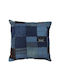 Jgs S.a Decorative Pillow Case Kb-394 Cushion-019 Blue Leather Labels Jeans Cotton 45x45cm