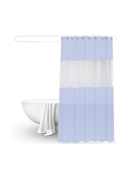 Shower Curtain 180x180cm Waterproof Plastic Eco-Friendly Transparent Blue In The Middle