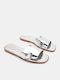 Women's Flat Sandals in Silver Color