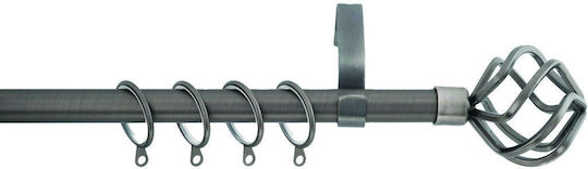 Extendable Metallic Curtain Pole Prag Single Diameter 16mm Length 160-300cm Anthracite 160/300cm