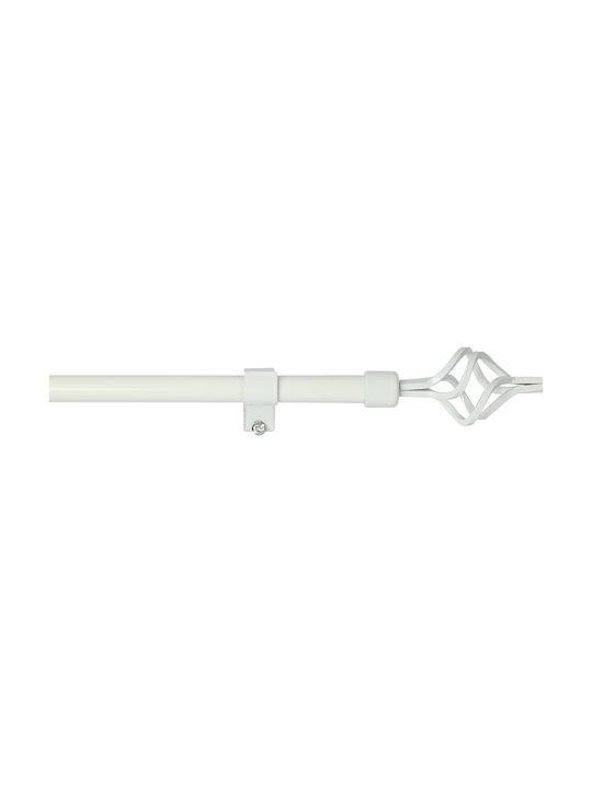 Extendable Metallic Curtain Pole Flower Single Diameter 9mm Length 60-120cm White/Gold 60/120cm