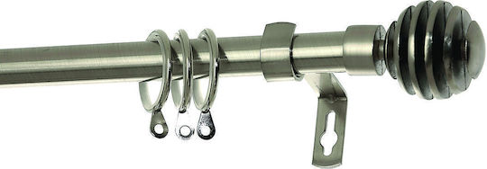 Extendable Metallic Curtain Pole Barcelona Single Diameter 16mm Length 160-300cm Silver 160/300cm