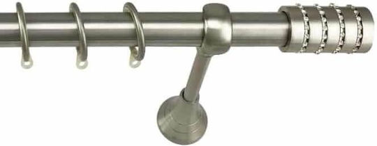 Metallic Curtain Pole Fs Home A02 Ø25mm Matte Nickel Strass Single 220 Cm