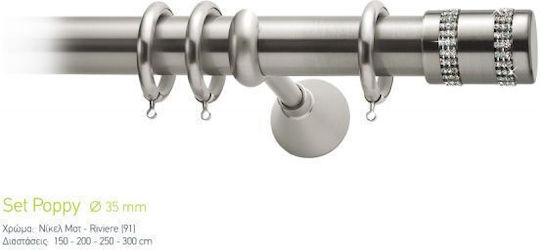 Vorhangstange Viometale Set Poppy Φ35 Nikel Matt-riviere 160cm Einzeln Set 160 cm
