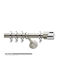 Curtain Pole Viometale Set Candy Ø25 Nickel Matt-Chrome Square Ring 160cm Double Set by Rail 160 cm