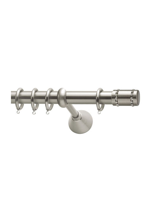 Curtain Pole Viometale Set Florida Ø25 Matte Nickel Riviere 160cm Single Set 160 cm