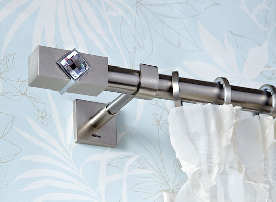 Aslanis Caldera Crystal Nickel Satin Extendable Oval Curtain Pole 25mm 160cm