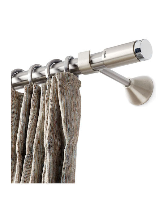 Aslanis Titan Nickel Satin Curtain Pole 25mm Extendable Rail Oval 160cm