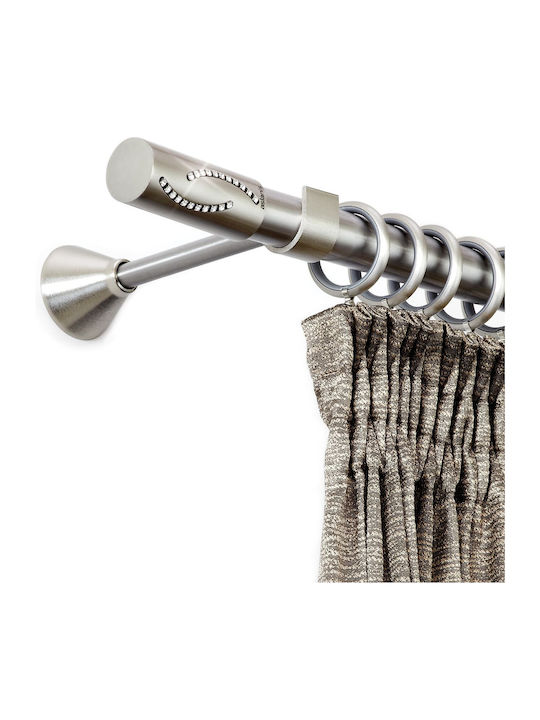 Aslanis Vanilia Nickel Satin Curtain Pole 25mm Oval Extendable Rail 160cm