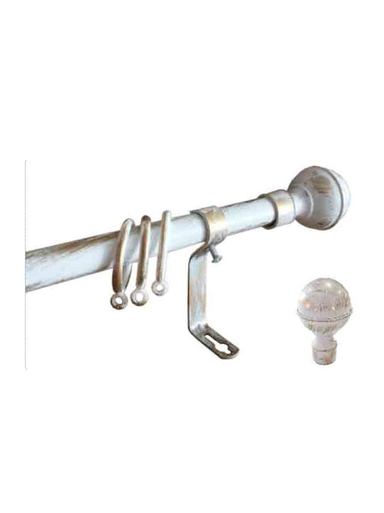 Extendable Curtain Pole 1.20m-2.10m Ball White Patina Gold