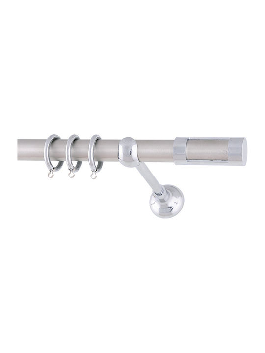 Frans Nickel Satin Chrome Curtain Pole Diameter 25 Length 1.60 Ira Oval Rail